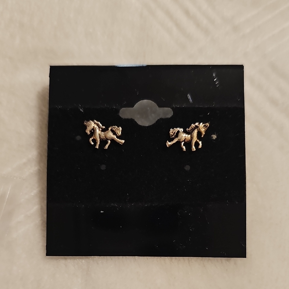 Sterling Silver 925 Horse Stud Earrings